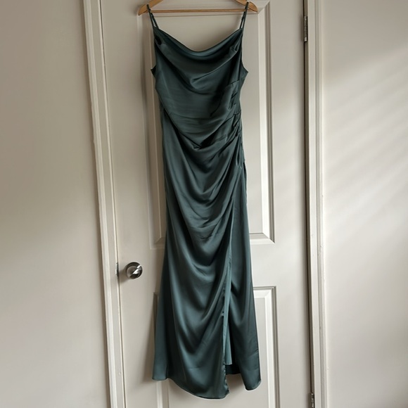 Birdy Grey Lydia Matte Satin Dress in Sea Glass - Picture 4 of 9